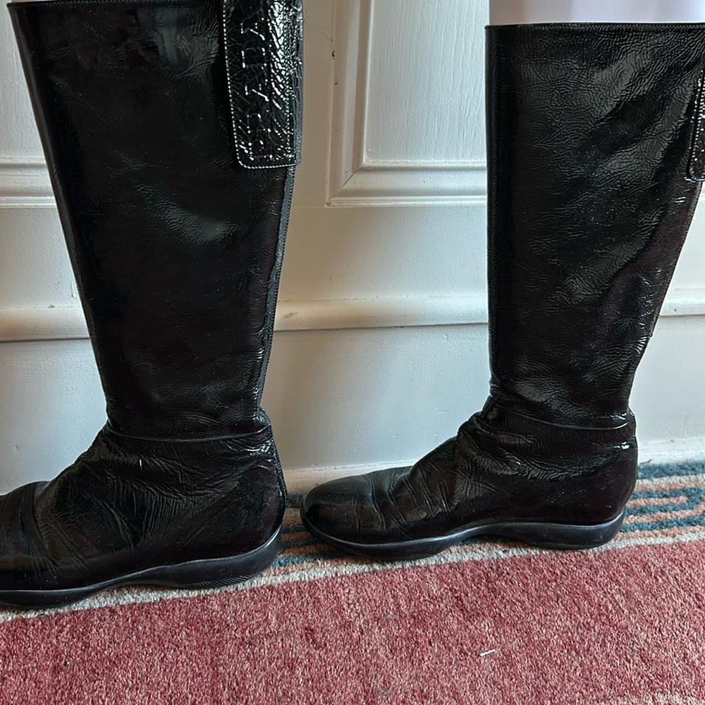 Prada Patent Leather Flat Tall boots